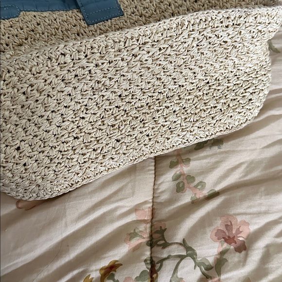 Brighton wheat woven purse with blue leather trim Women's Handbag - Picture 9 of 9